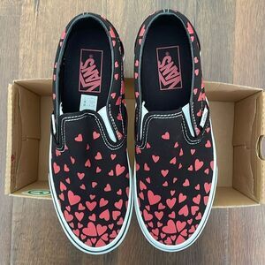 Valentine Special-vans classic slip on valentine hearts women size 6.5/7